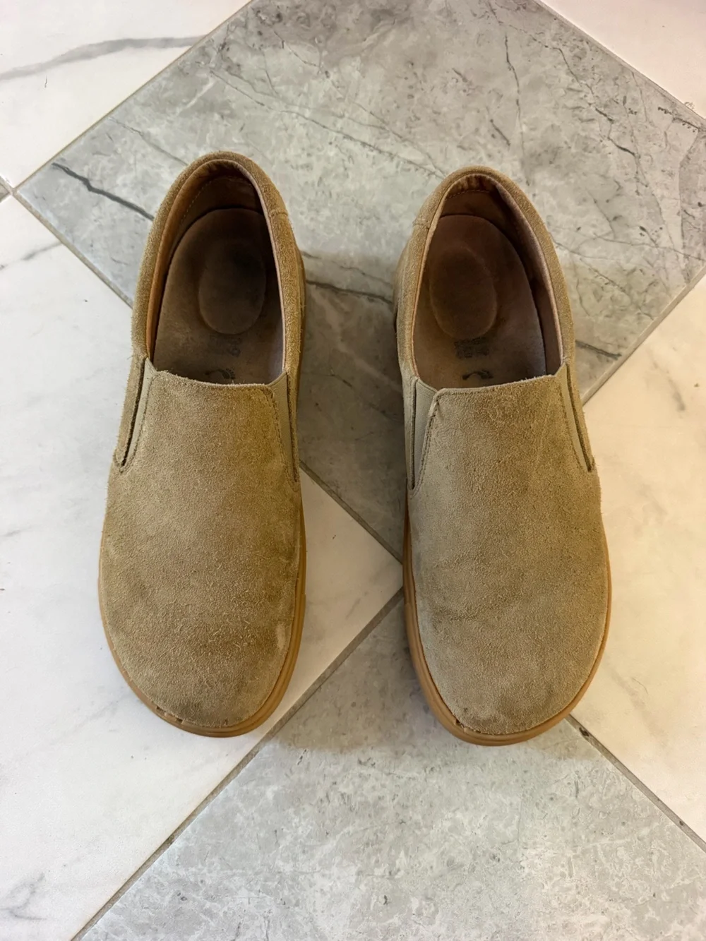 Unisex Birkenstock Oswego Suede Leather Slip-On Shoe Loafer in Tan Sz 39